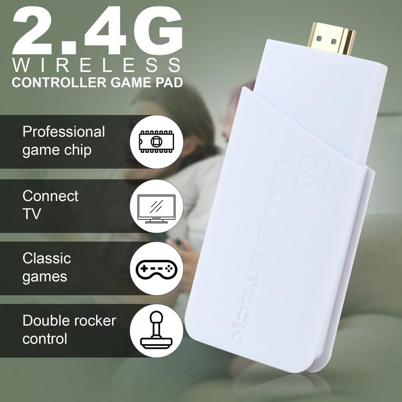 M18 Retro Gaming Console with 4K Ultra HD Game Stick, 2.4G Wireless Controller, 24000+ Games, 10 Emulators, Army Green