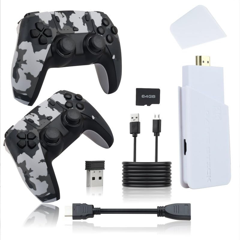 M18 Retro Gaming Console with 4K Ultra HD Game Stick, 2.4G Wireless Controller, 24000+ Games, 10 Emulators, Army Green