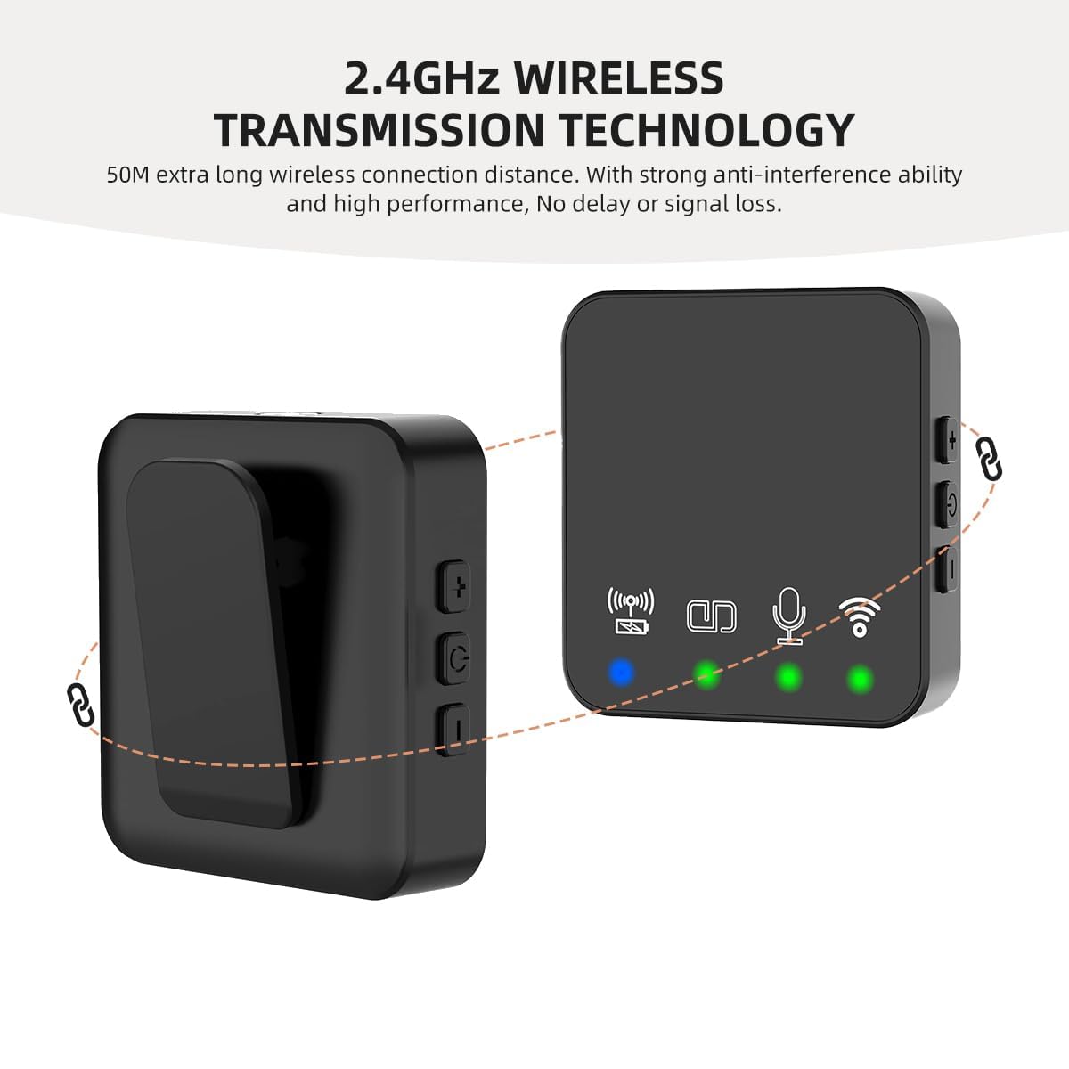 Wireless Microphone Noise Cancellation Lapel Mic Compatible with Type-C Android & iPhone Dual Channel Lavalier Collar Microphone for Youtubers Video Recording Facebook Live Stream (Black)