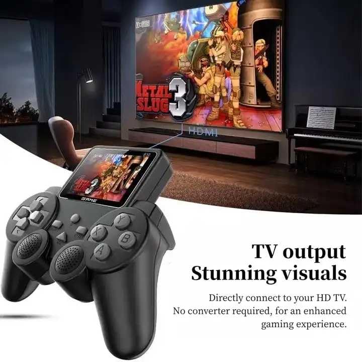 S10-Handheld Game Console, Classic Retro Video Gaming Player Colorful LCD Screen USB Rechargeable Portable Game Console with 520 in 1 Classic Old Games Best Toy Gift for Kids