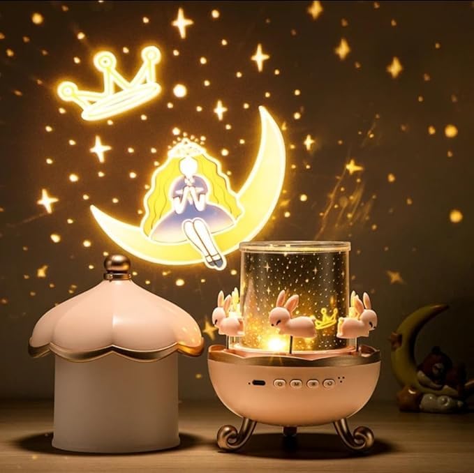 Rotating Star Projector Night Light for Kids – 12 Film Shades Baby Room Decor Lamp & Sleep Machine