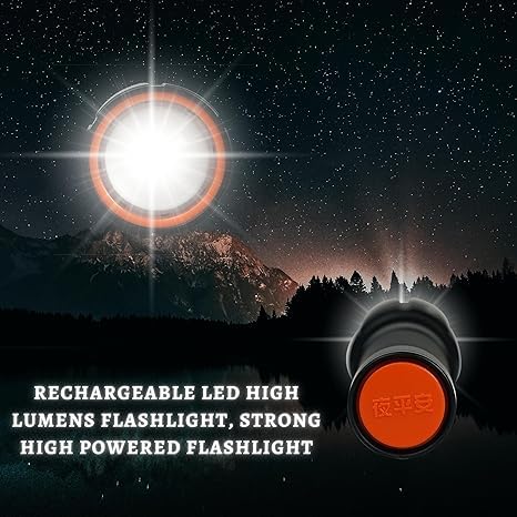 M035 (ZOOMABLE LED Metal Torch) 4 Modes Flashlight, Super Bright Cree T6 LED Light Torch C-Type Charging Port