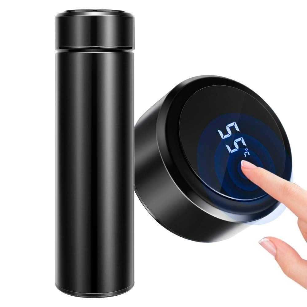 Smart LED Temperature Display Insulated flask – 304 Stainless Steel, Hot & Cold, 12-Hour Thermos Bottle with Tea Strainer