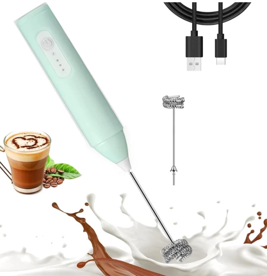 Rechargeable Milk Frother & Coffee Whisker – 3-Speed Adjustable, Stainless Steel, Type-C Charging & Stand-Up Design
