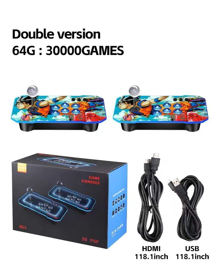 N64 Retro Gaming Console, 30000+ Pre-installed Games, 2 Controllers, HDMI Cable, PSP PS1 Emulator 3D PSP (Multicolor)