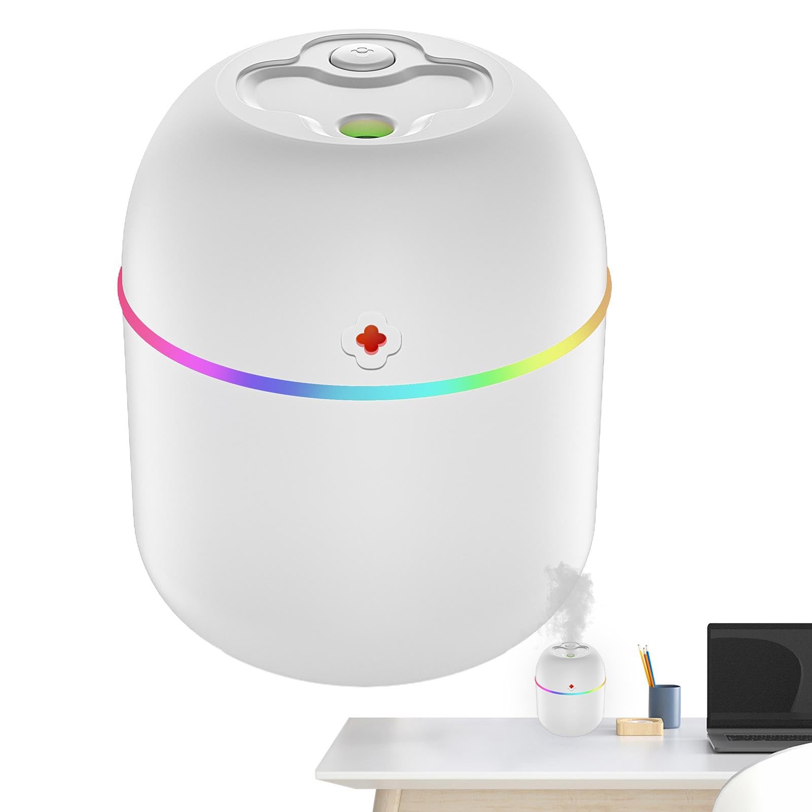 USB Personal Humidifier – 220ml Mini Cool Mist Diffuser with Dual Spray for Desk, Travel, Bedroom Use