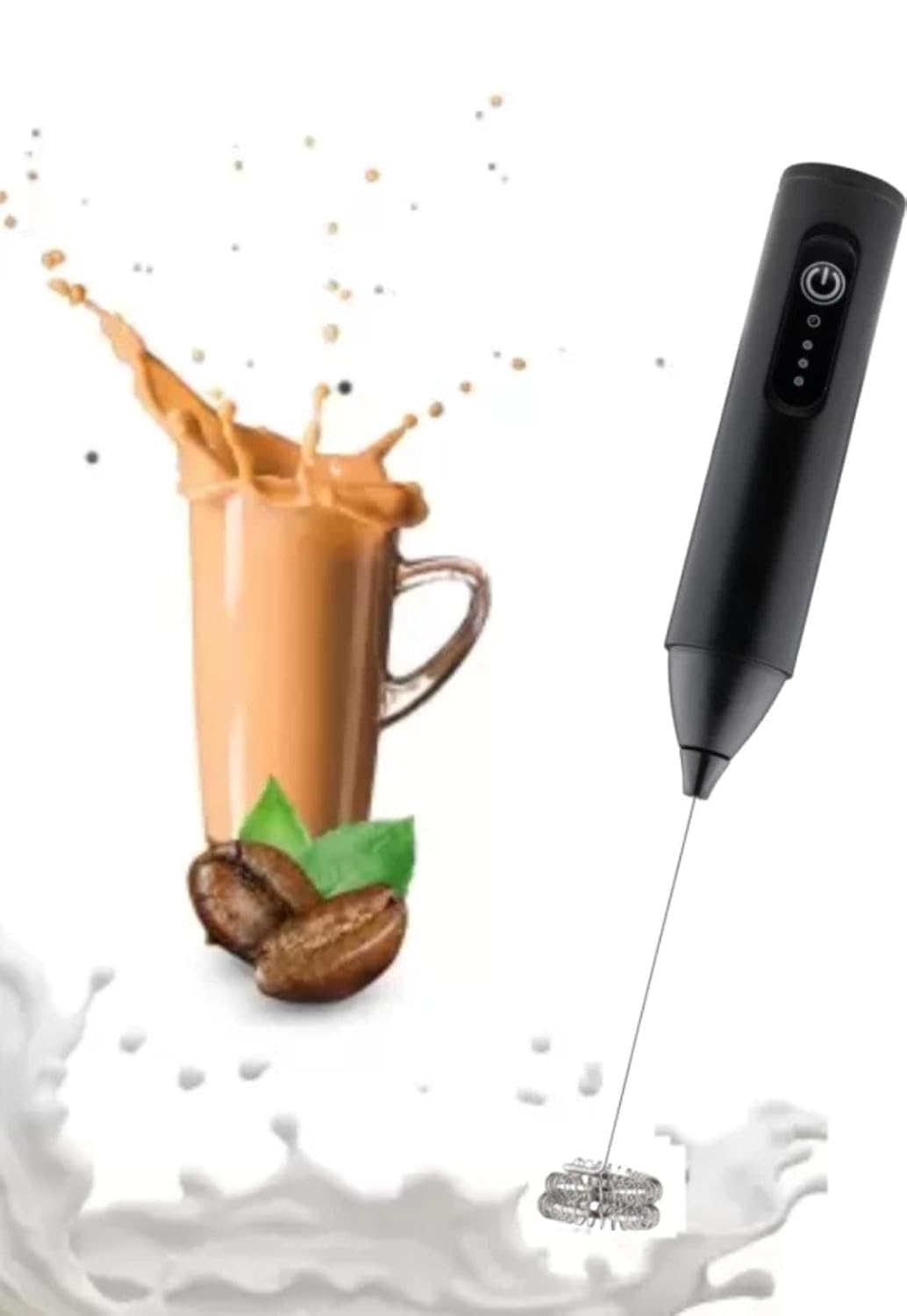 Rechargeable Milk Frother & Coffee Whisker – 3-Speed Adjustable, Stainless Steel, Type-C Charging & Stand-Up Design