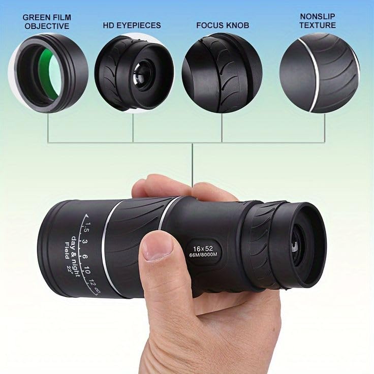 Bushnell 16x52 Dual Focus Monocular Telescope – High-Power Zoom Lens for Bird Watching, Hunting & Outdoor Adventures