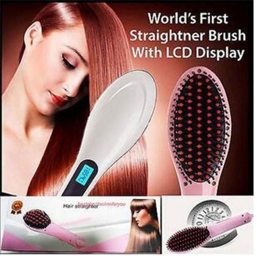 3-in-1 Hair Straightener Brush – Fast Heating, Anti-Scald, LED Display with Adjustable Temperature