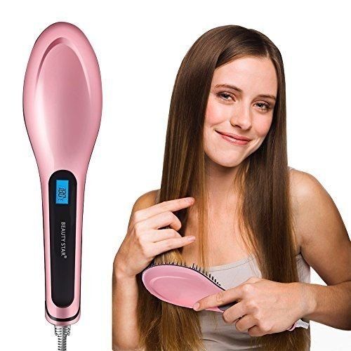 3-in-1 Hair Straightener Brush – Fast Heating, Anti-Scald, LED Display with Adjustable Temperature