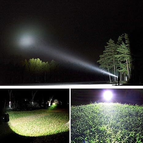M035 (ZOOMABLE LED Metal Torch) 4 Modes Flashlight, Super Bright Cree T6 LED Light Torch C-Type Charging Port
