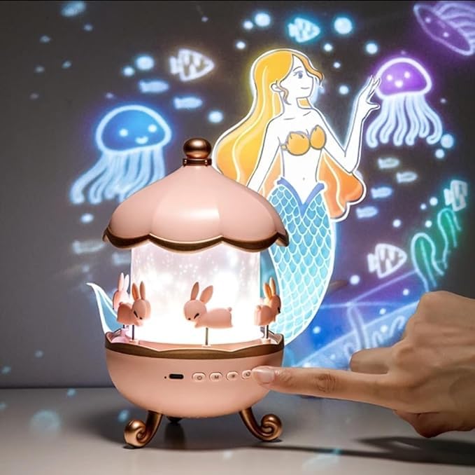 Rotating Star Projector Night Light for Kids – 12 Film Shades Baby Room Decor Lamp & Sleep Machine