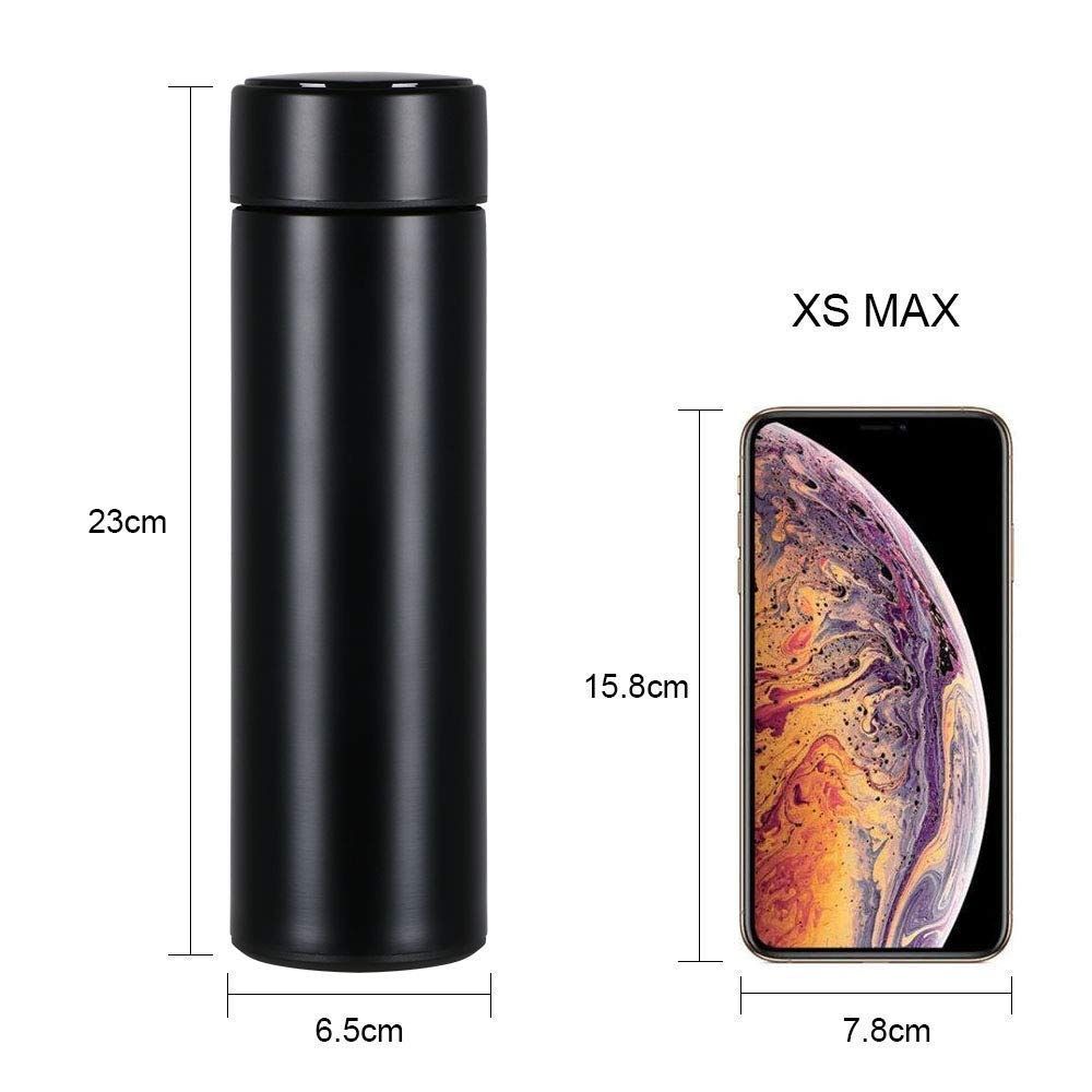 Smart LED Temperature Display Insulated flask – 304 Stainless Steel, Hot & Cold, 12-Hour Thermos Bottle with Tea Strainer