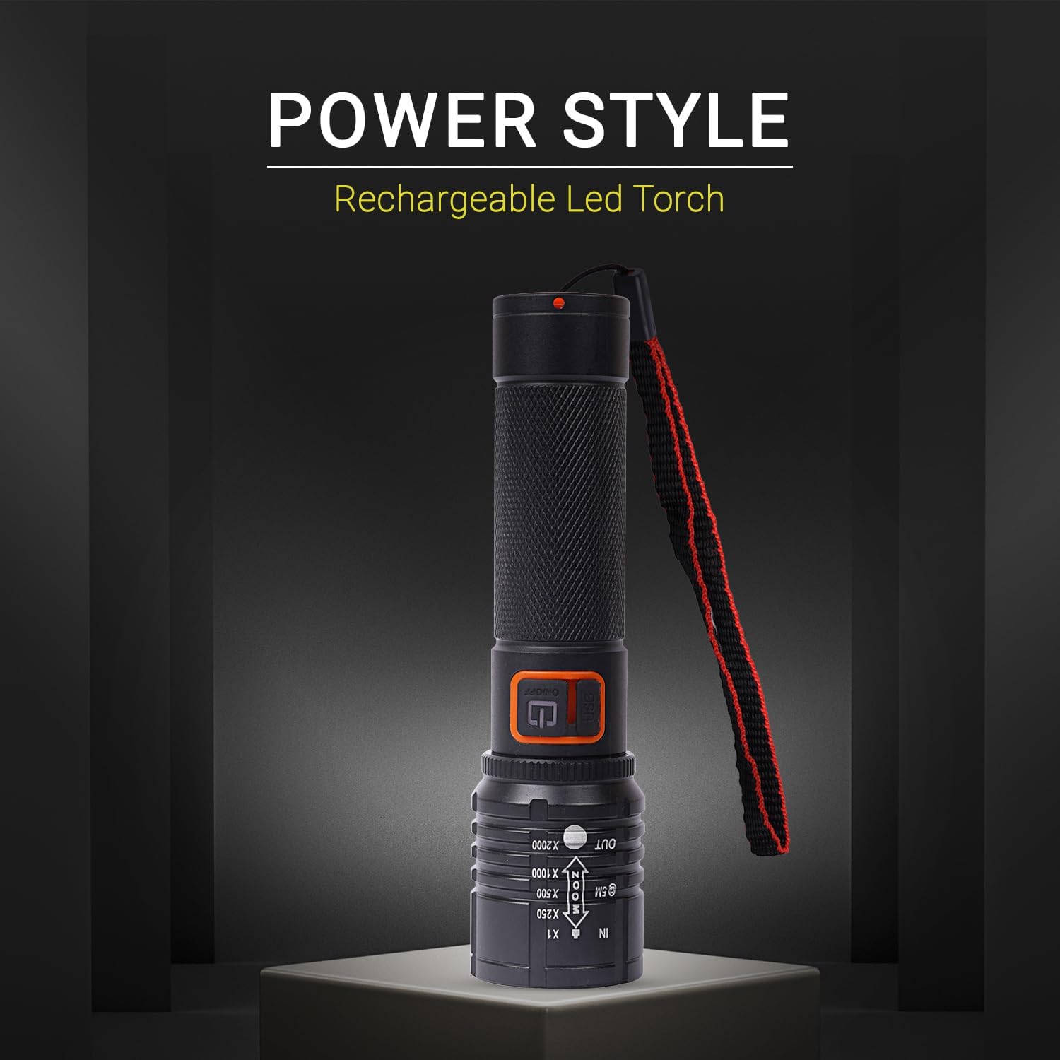 M035 (ZOOMABLE LED Metal Torch) 4 Modes Flashlight, Super Bright Cree T6 LED Light Torch C-Type Charging Port