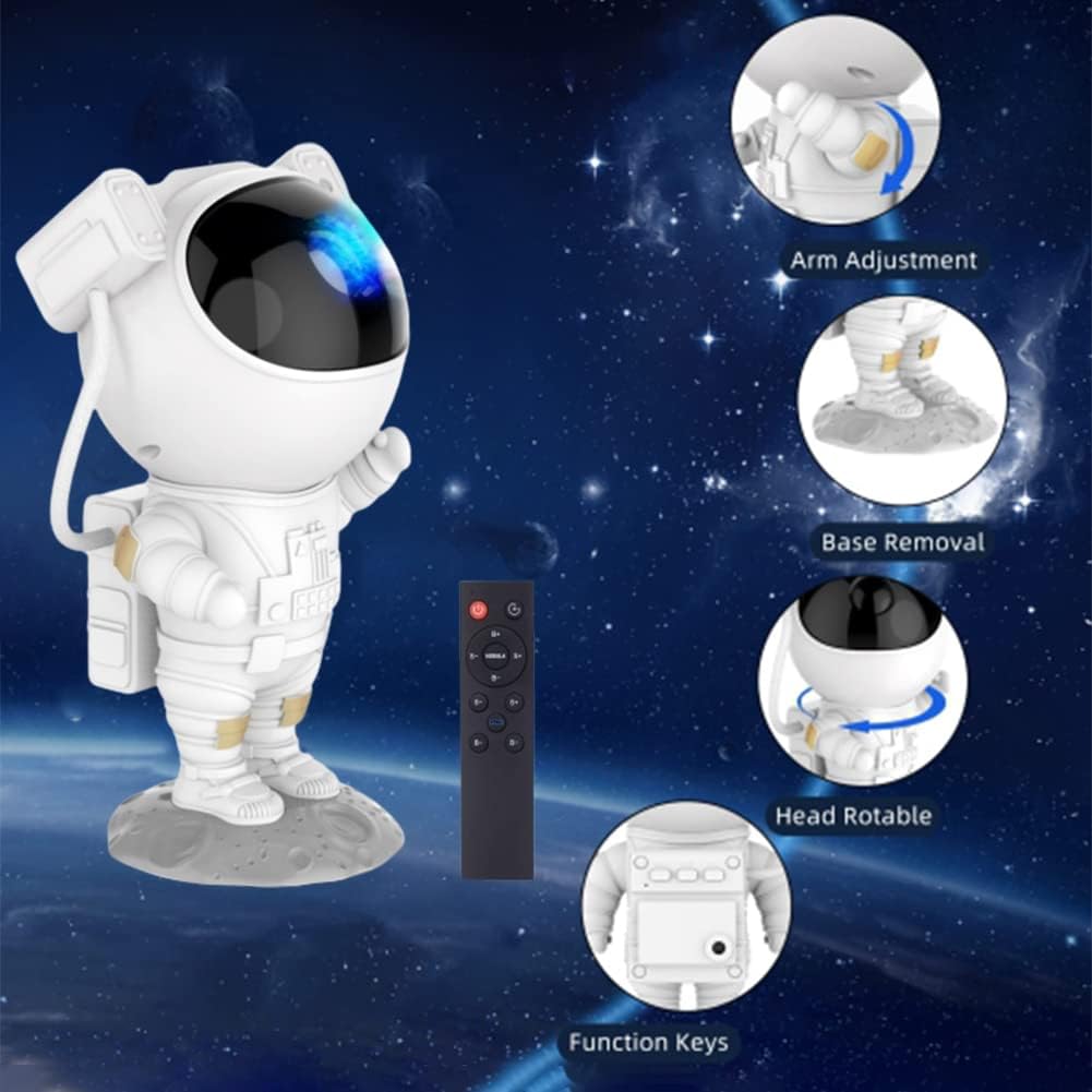 Astronaut Galaxy Projector Night Light – 360° Rotating Star Nebula Lamp with Timer & Cosmic Light Show