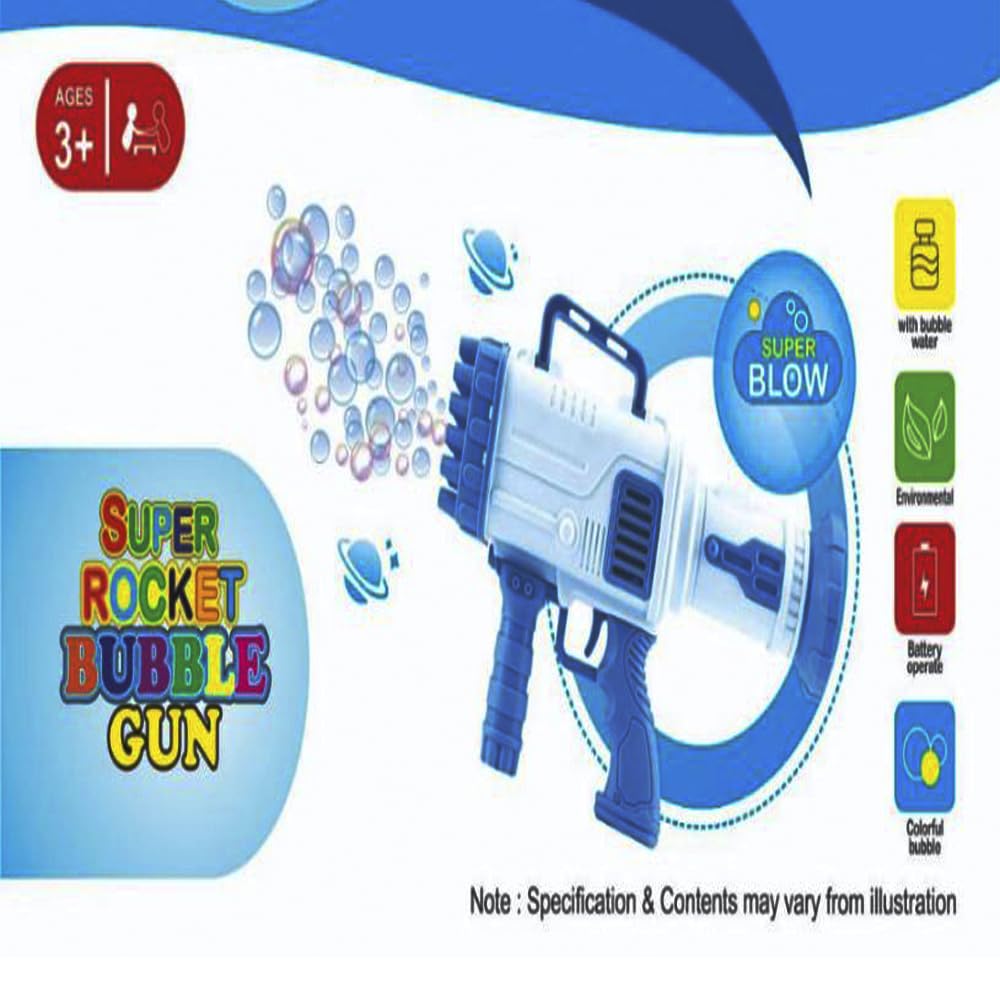Bubble Gun Rocket 32 Holes Soap Blaster Machine, Bubble Maker, Bubble Launcher, Bubble Blaster, Bubble Blower Toys Party Favor Outdoor Activity for Kids. Multicolor (Color As Per Stock)