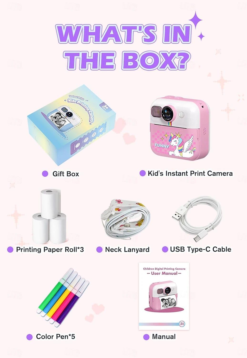 Kids Instant Print Camera – 1080P HD Video, Thermal Printing, DIY Photo Fun & Educational Gift for Ages 3–12
