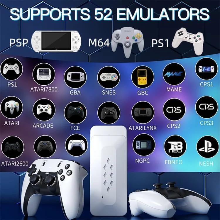M22 Game Stick with 30,000+ Games & Dual Wireless Controller- Wireless HD, 52 Emulators, 30,000+ Games, 64GB, Classic Edition with Tekken Game