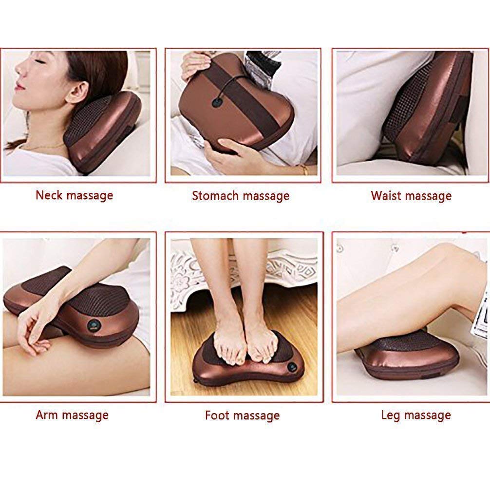 Dual Head Neck & Back Massager – 4 Massage Balls, Heat Function, Car & Home Use, Auto Shut-Off
