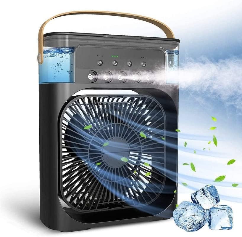 Mini Portable Air Conditioner – Quiet USB Personal Cooler Fan with 360° Adjustable Mist, 3-Speed Timer & Water Tank for Desk, Home, Office, or Kitchen
