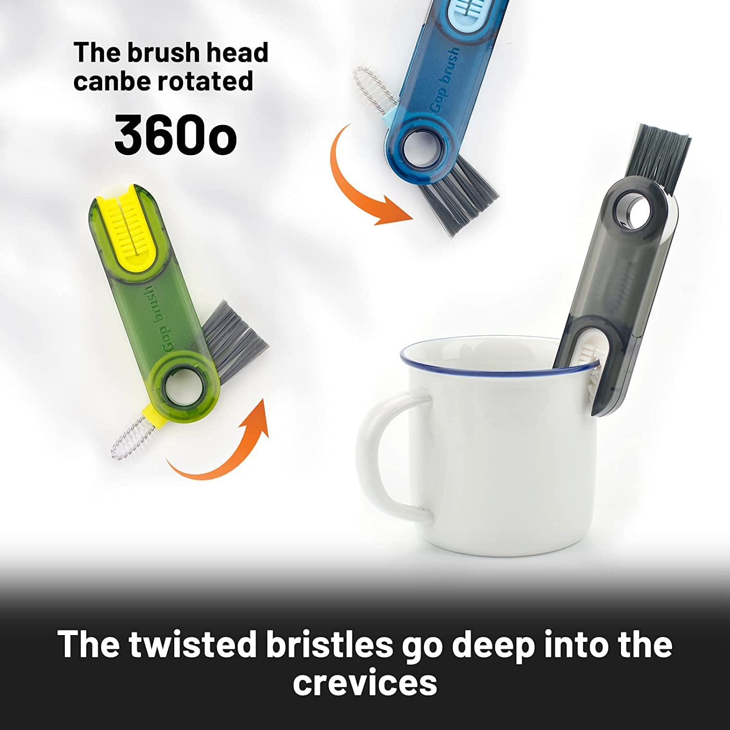 3-in-1 Multifunctional Bottle Cleaning Brush – U-Shaped, Triangular & Stiff Bristle Heads for Tight Spaces