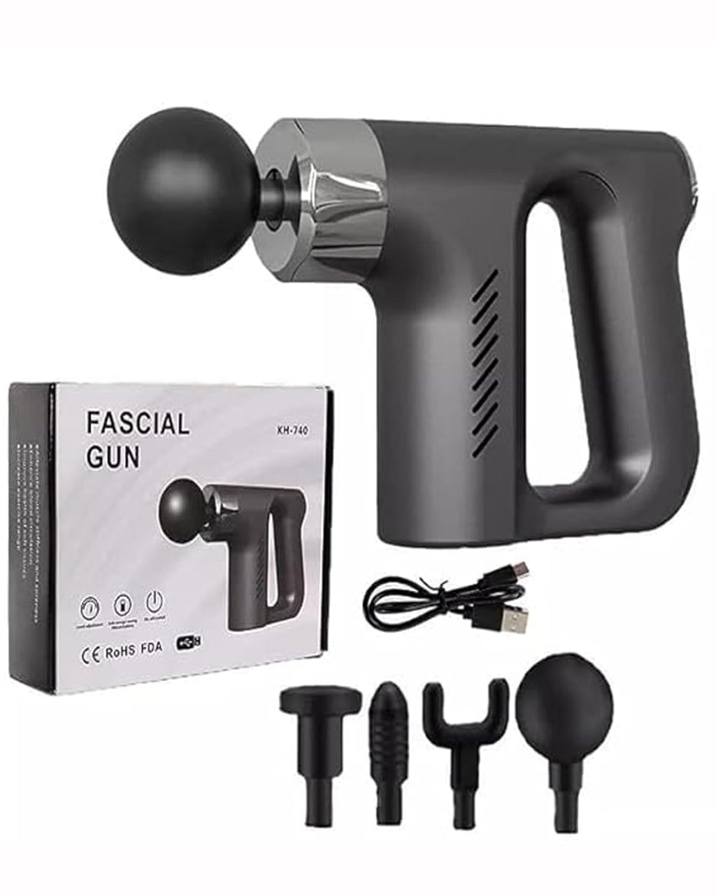 Fascial gun muscle massager with 4 Heads Handheld Physiotherapy Massager, Deep Tissue Physio Percussion (Multicolor)