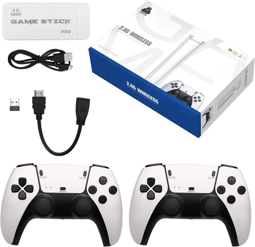 (New 2025) Wireless Video Games for TV Gaming Retro Gaming Console with Game Stick HD Game Plug & Play TV Video Game Set for 2 Player with 20,000 Games 2.4G Video Games for Kids (White)