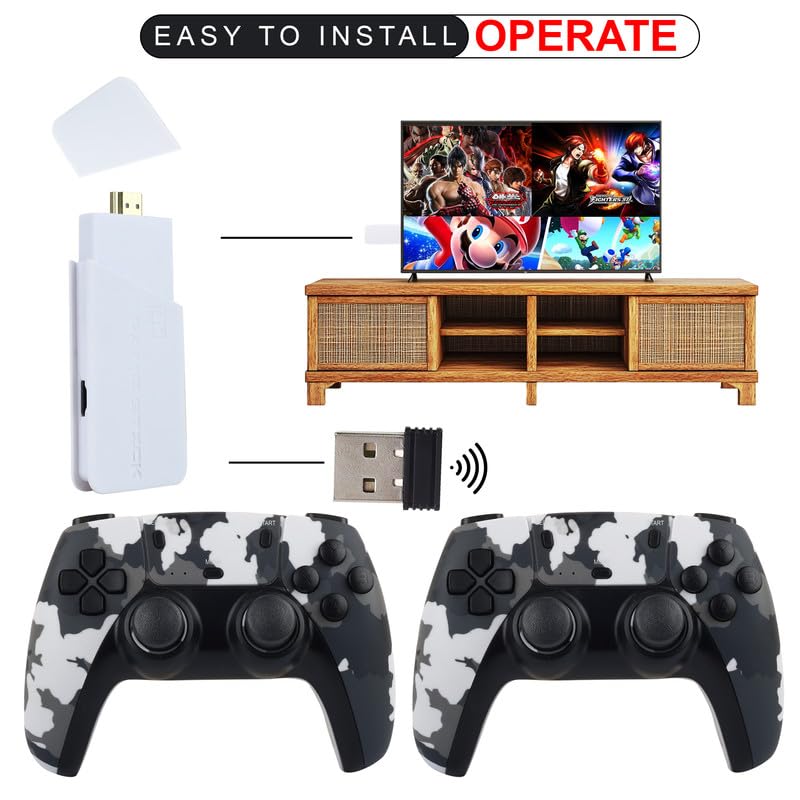 M18 Retro Gaming Console with 4K Ultra HD Game Stick, 2.4G Wireless Controller, 24000+ Games, 10 Emulators, Army Green