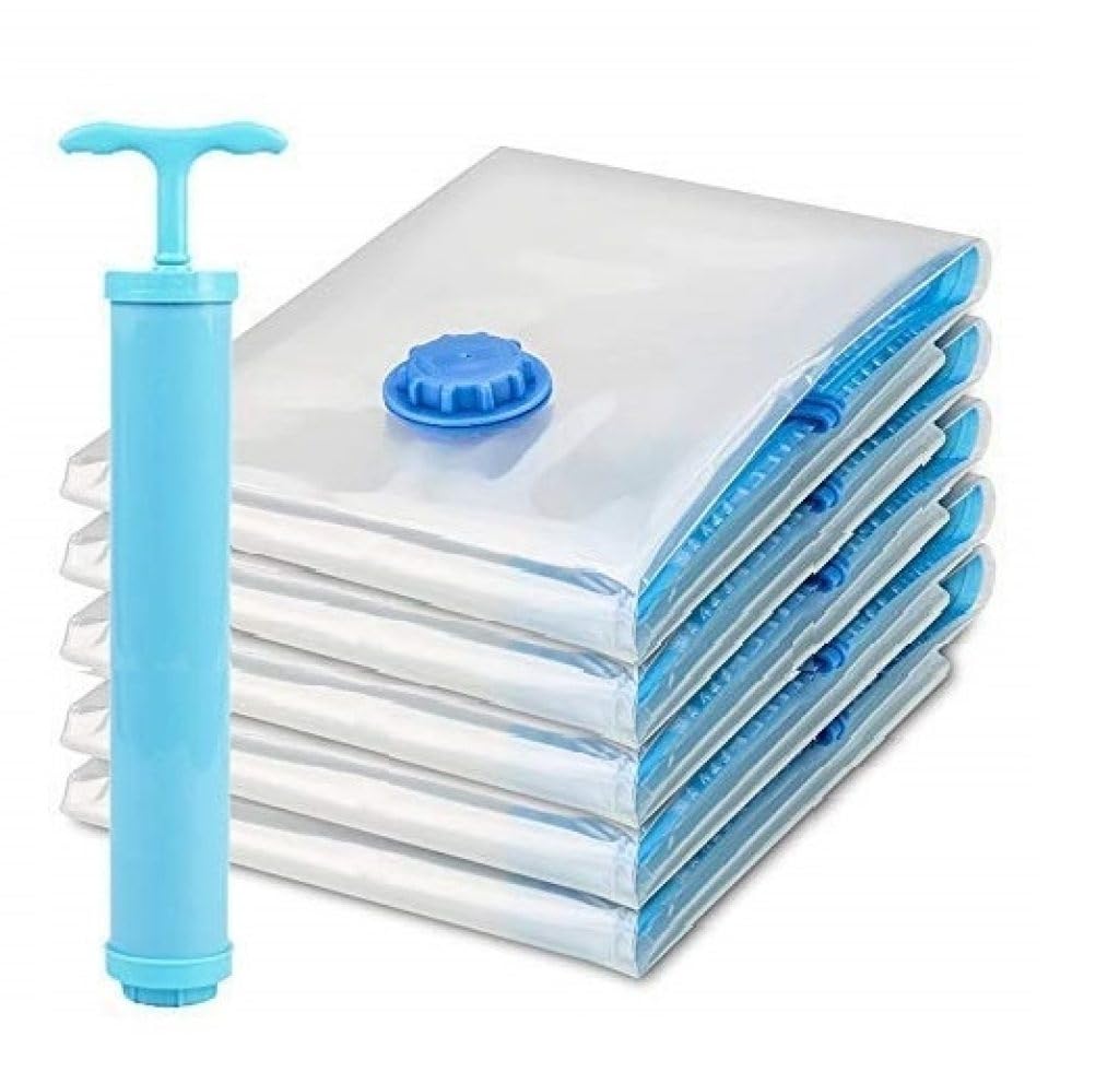 Vacuum Storage Bags with Hand Pump – Space-Saving, Airtight Compression for Clothes, Bedding & Travel