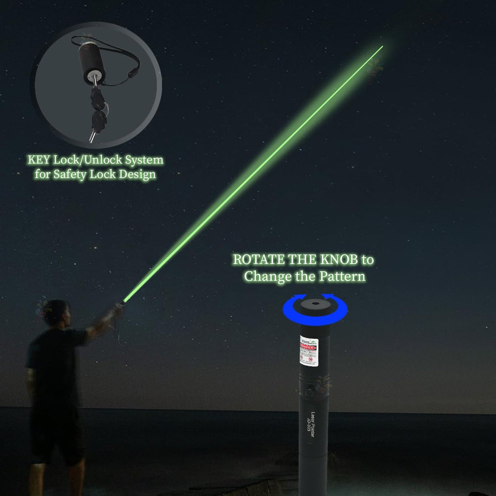 Green Laser Pointer | Long-Range, Laser Light Powerful | for Party, Disco Light Adjustable Mode, 2000m Handheld Laser Pen, Suitable for Camping, Hiking (Green)