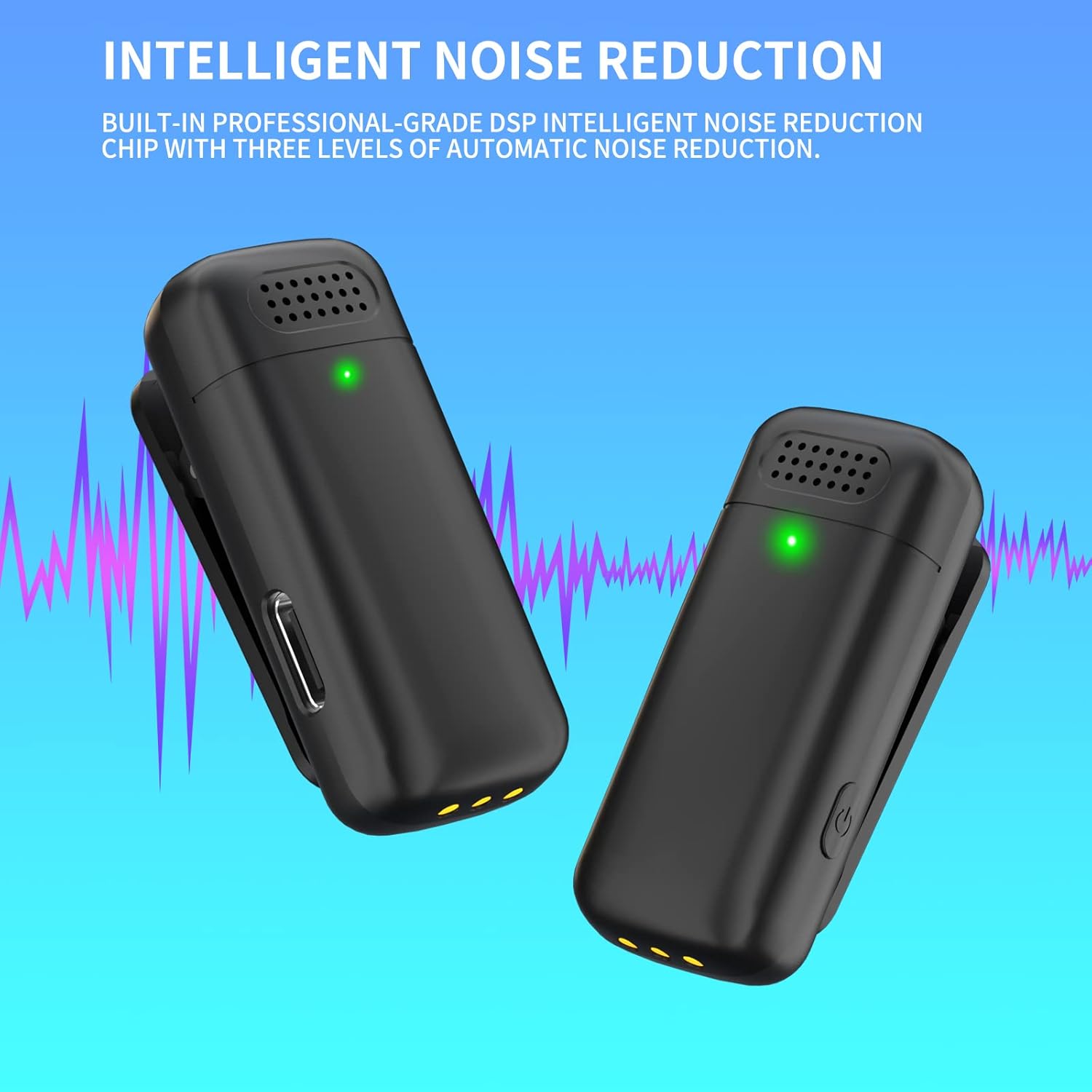 Professional Wireless Lavalier Microphone ,for iPhone iPad Android with Charging case for Video Recording, Interview, Automatic Noise Reduction