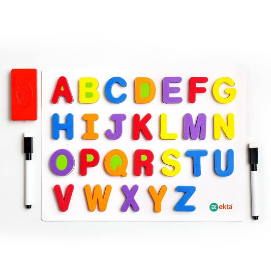 6-in-1 Magnetic Alphabet and Numbers Set, Educational Board with 71 Letters and Numbers, Double-Sided Practice Board, Age 3+
