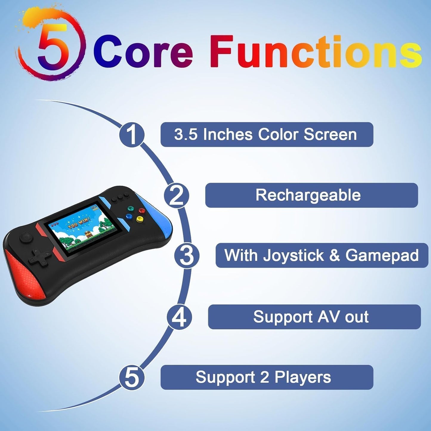 Video Games for Kids: X7M 500-in-1 Retro Video Game Console with TV Compatibility, Handheld Design, Dual Controller for 2-Player Mode, Perfect for Family Fun and Classic Gaming Experiences