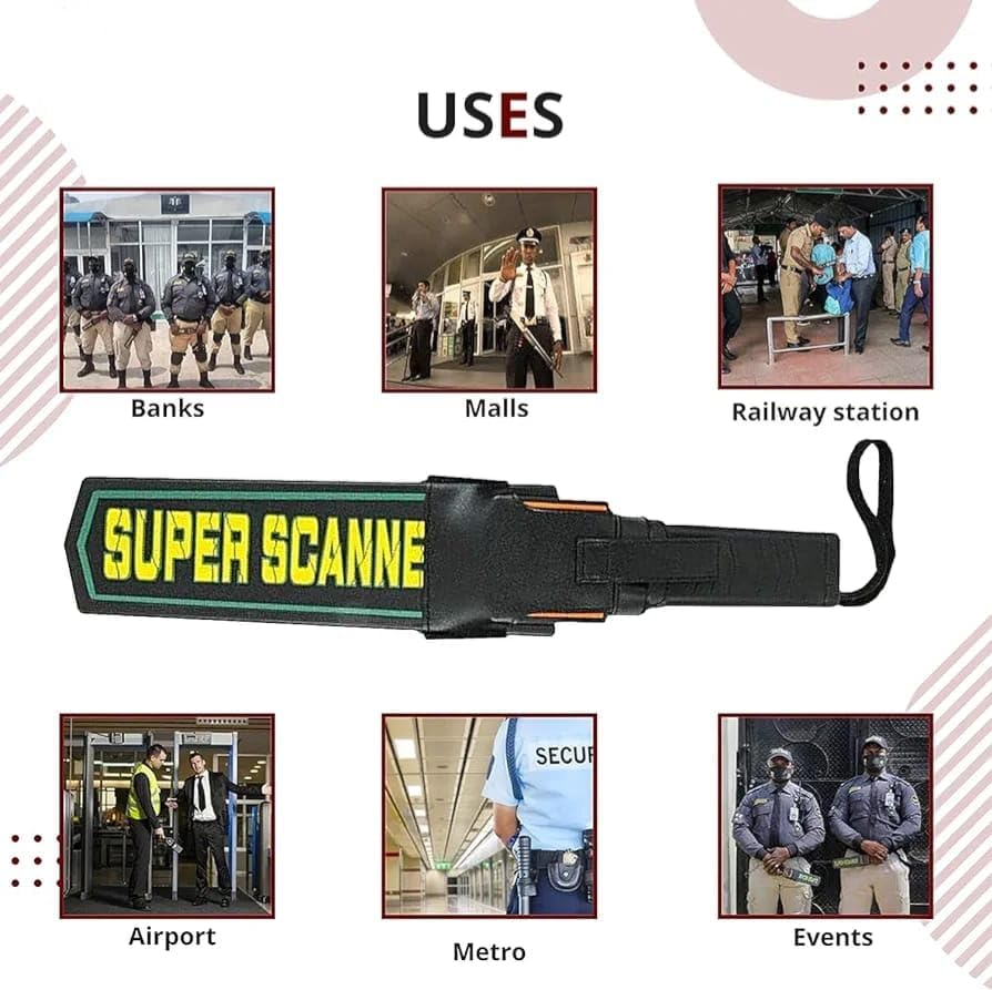 Handheld Metal Detector Wand – High Sensitivity with Audio & Vibration Alerts for Security Checks