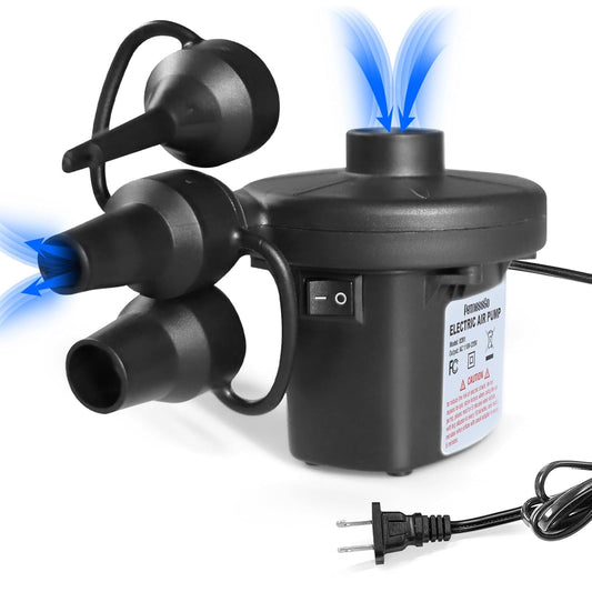 Portable Electric Air Pump 130W with 3 Nozzles | Quick-Fill Inflator/Deflator for Air Beds, Sofas, Rafts & Pool Floats | 220V AC