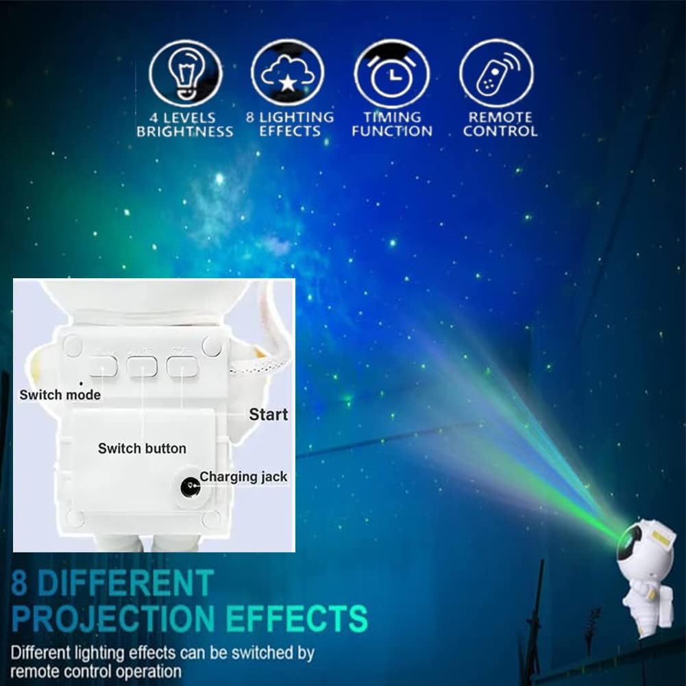 Astronaut Galaxy Projector Night Light – 360° Rotating Star Nebula Lamp with Timer & Cosmic Light Show
