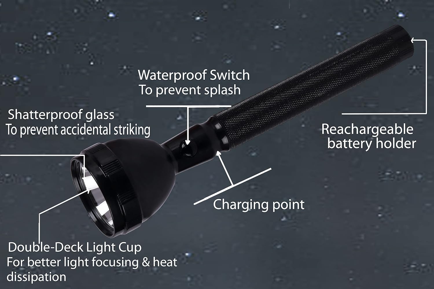 JY-8990 Torch Rechargeable battery- 3 mode focus and charger included