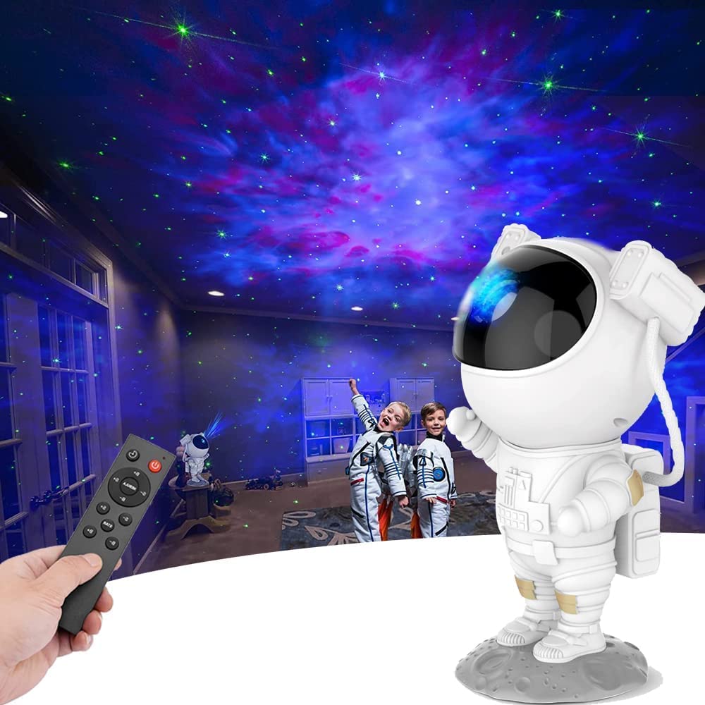 Astronaut Galaxy Projector Night Light – 360° Rotating Star Nebula Lamp with Timer & Cosmic Light Show