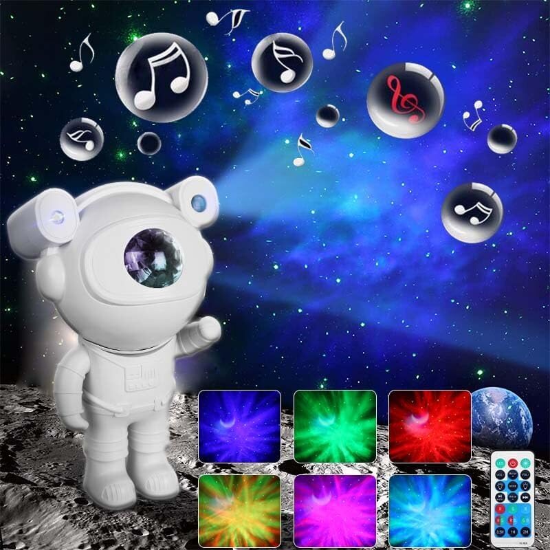 Astronaut Speaker Galaxy Projector Lamp with Inbuilt Bluetooth Speaker Robot Star Sky Space Night Light with Remote 360 Adjustable for Home, Gifts, Baby, Gaming Room and Dance Party