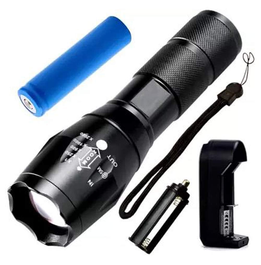 High-Power Tactical LED Flashlight – 5 Modes, Zoom Function, Rechargeable & Heavy-Duty Design