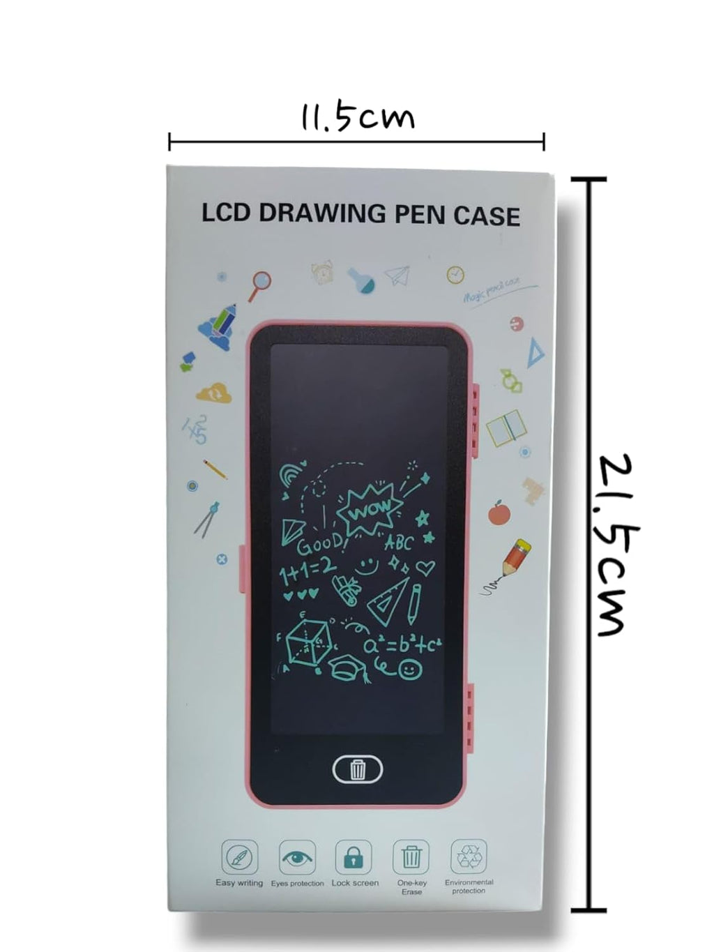 LCD Drawing Pen Case – 11.5 x 21.5 cm, Easy Writing with Eye Protection, Lock Screen, One-Key Erase, Explosion-Proof Design, Replaceable Battery, Lock Key, Large Space (Multicolor)