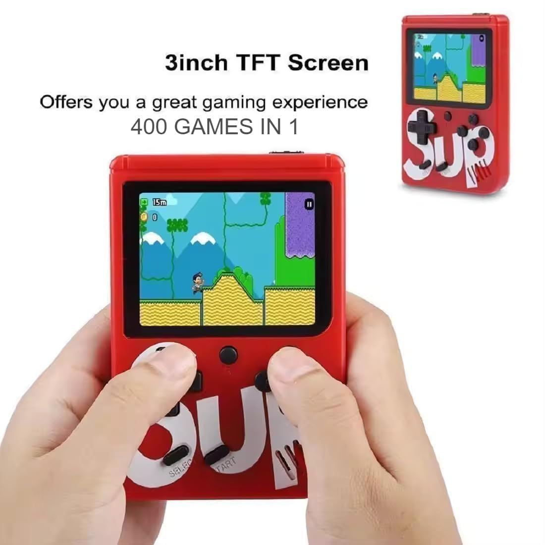 Handheld Retro Video Game Console – Rechargeable SUP 400-in-1 Pocket Gaming, TV Output, Fun Gift for Kids