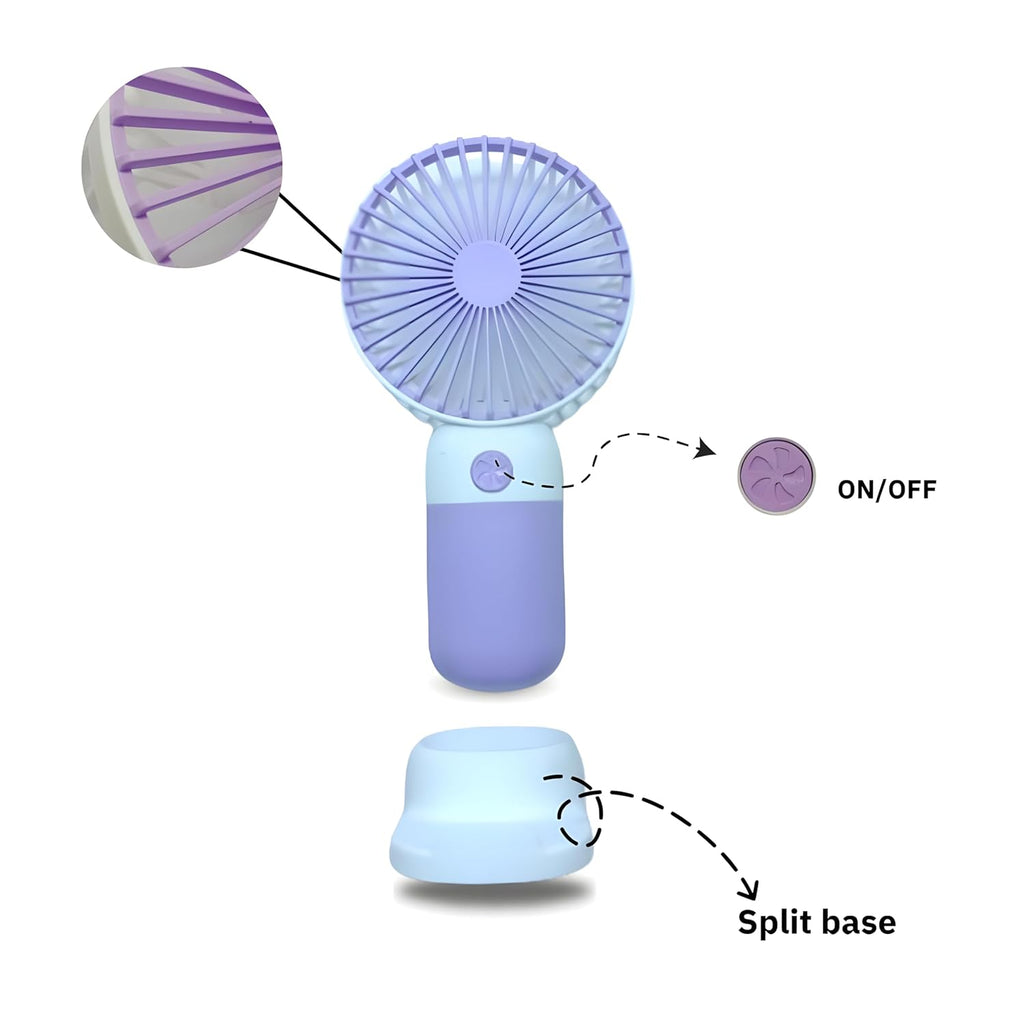 Mini Portable Hand Fan - USB Rechargeable Fan with Base for Travel  , Office , Kitchen, Face Makeup and Outdoor Use - for Women and Men