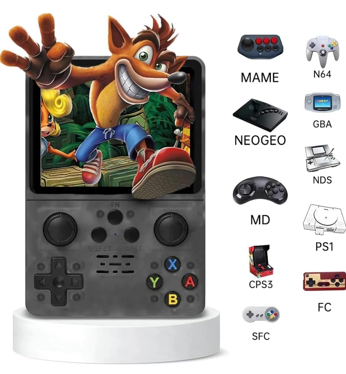 R35S l Retro Video Game Console 64GB Mini Handheld Gameboy Built in 8000+ Classic Games + PSP Games 3.5-inch IPS Screen Dual 3D Joystick