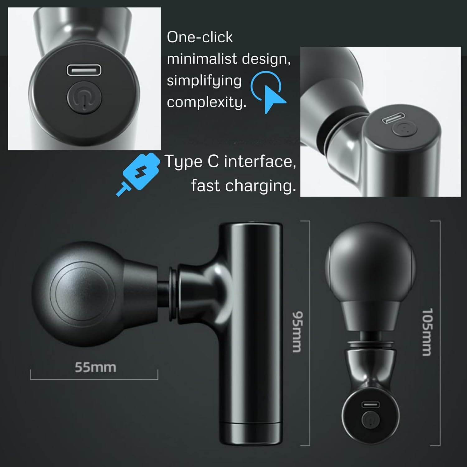Handheld Vibrating Massage Gun – Deep Tissue Muscle Relief, Quiet Operation & Ergonomic Design