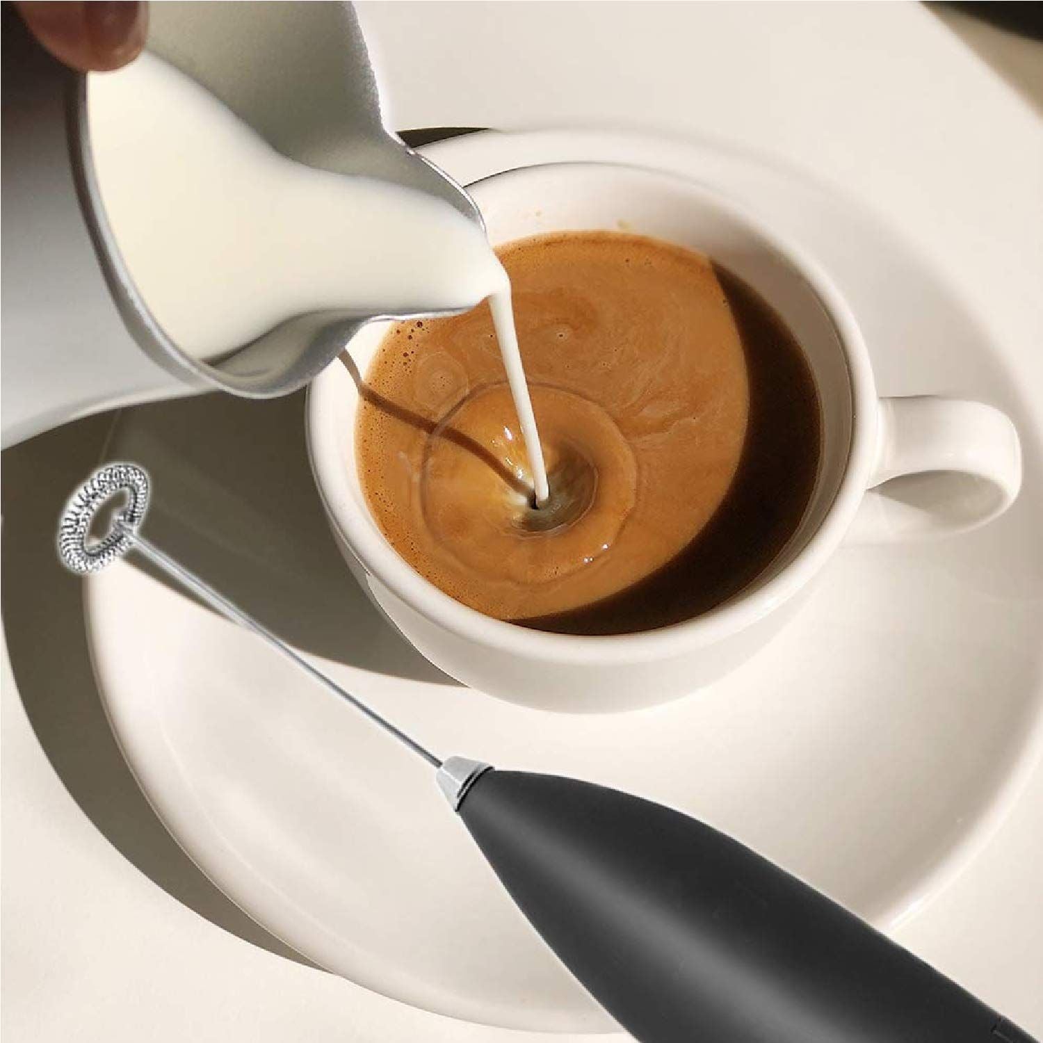 Electric Coffee Foamer & Milk Frother – Handheld Drink Mixer with ABS Handle for Cappuccino, Lemonade & More