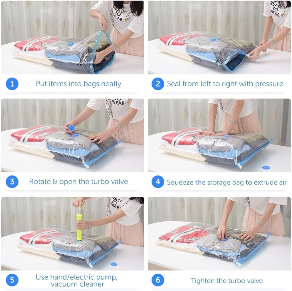 Vacuum Storage Bags with Hand Pump – Space-Saving, Airtight Compression for Clothes, Bedding & Travel