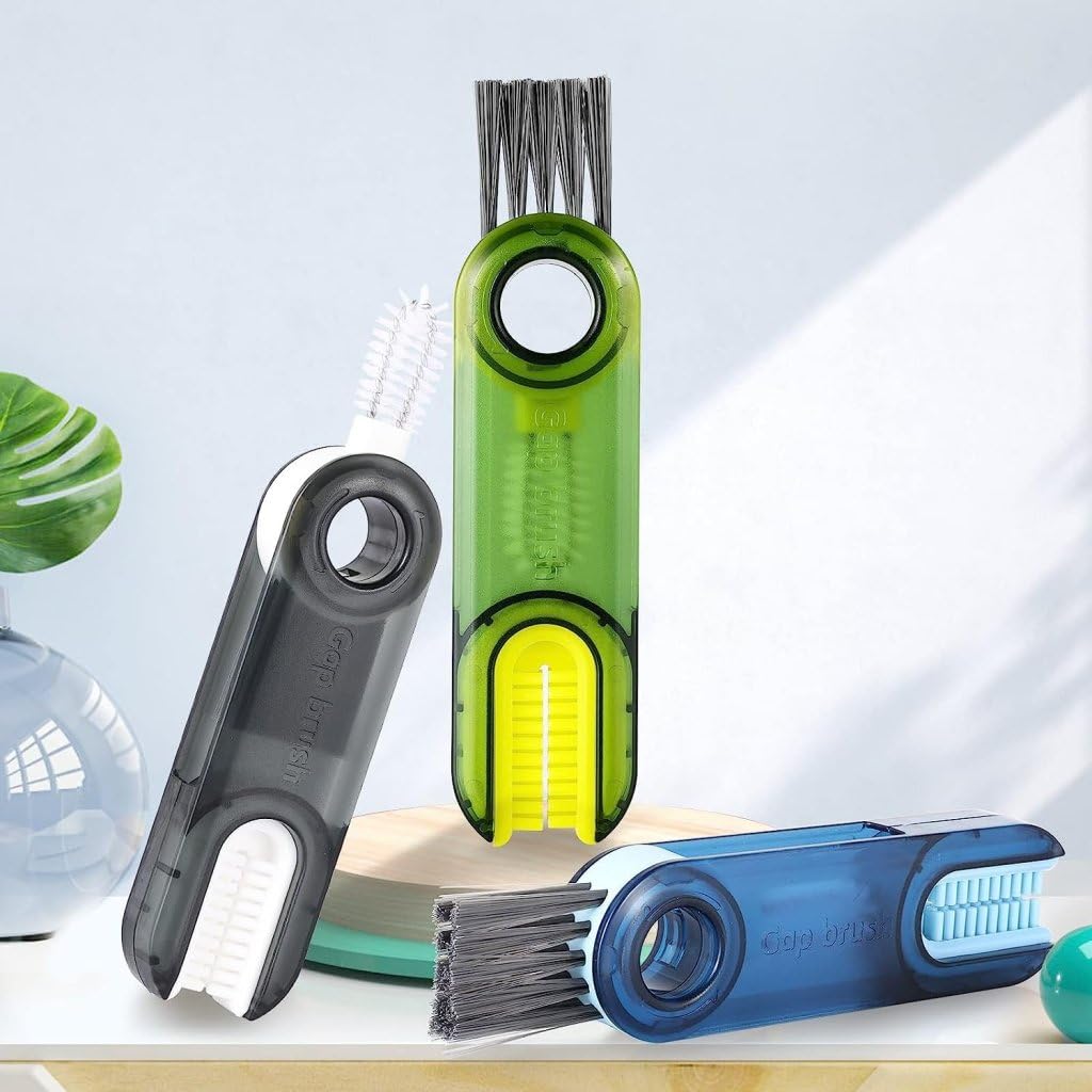 3-in-1 Multifunctional Bottle Cleaning Brush – U-Shaped, Triangular & Stiff Bristle Heads for Tight Spaces