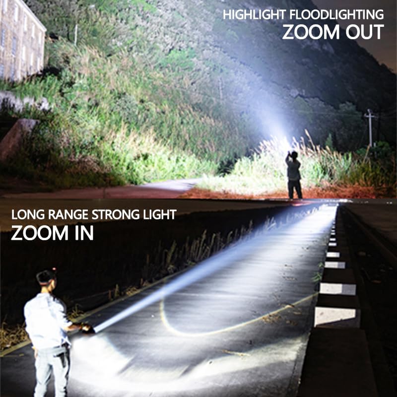 High-Power Tactical LED Flashlight – 5 Modes, Zoom Function, Rechargeable & Heavy-Duty Design