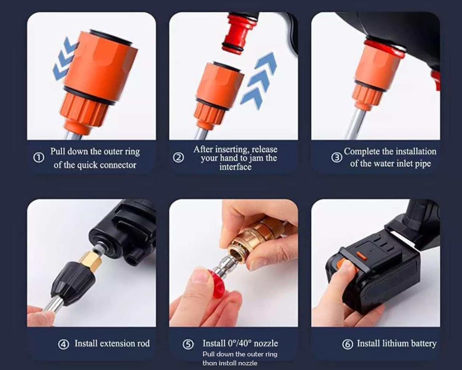 Cordless Portable Wireless High Pressure Washer Gun 48V for Car Wash Bike Washing Cleaning| Adjustable Nozzle and 5M Hose Pipe (Double_Battery)